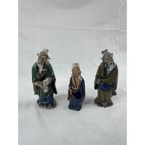 Chinese Antique Shiwan Mudman Mudmen Lot 3 Pottery Figurines